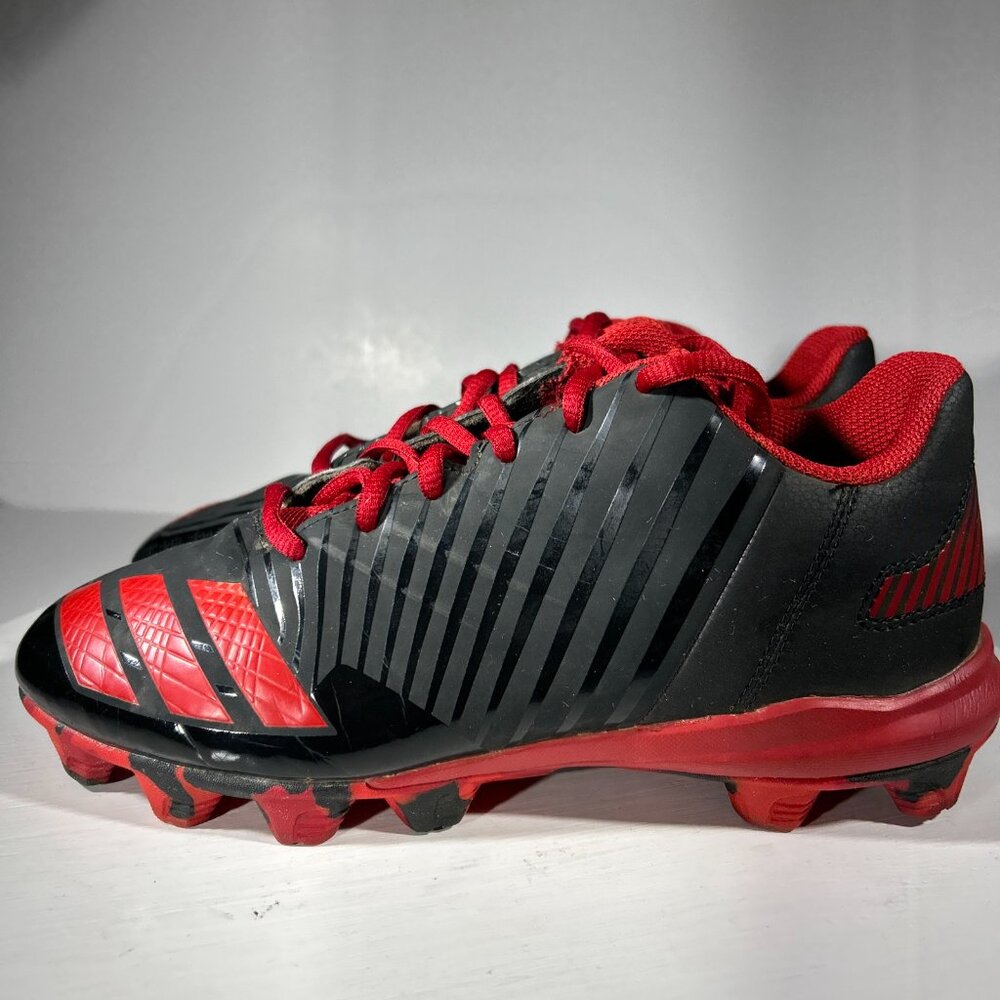 Adidas Icon MD K Kids Boys Baseball Cleats Size 3.5 Shoes Black Red Softball